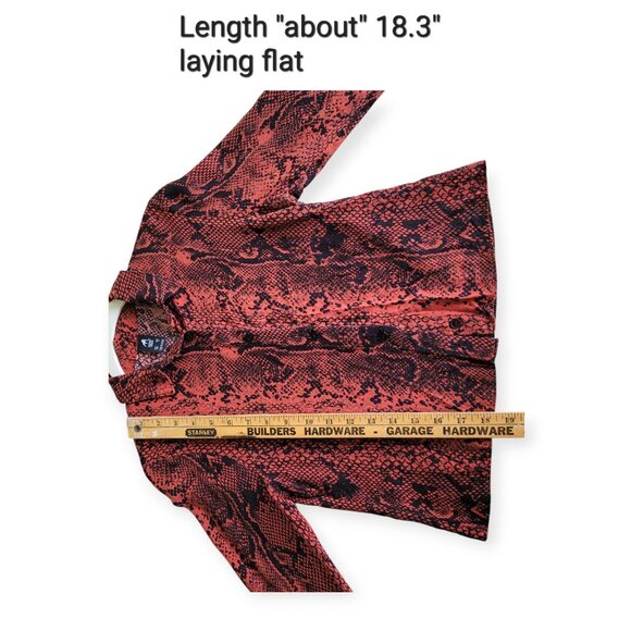 Cuidado Con El Perro Snakeskin Button-Up Rust/Black Size S - Picture 6 of 9